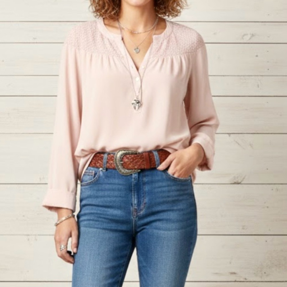 Sundance Blush Pink Peasant Top size M